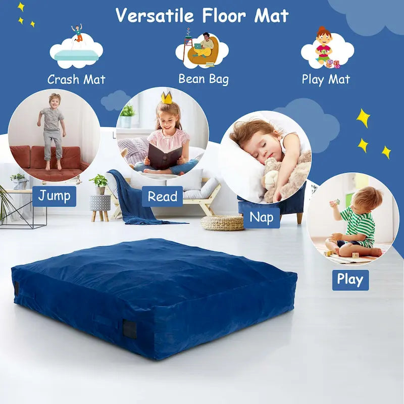 Tapis de chute sensoriel rempli de mousse bleu/noir pour adultes et enfants