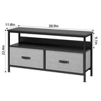 Meuble TV/Commode grain de bois blanc/noir avec 3 tiroirs en tissu pour téléviseurs jusqu'à 55"