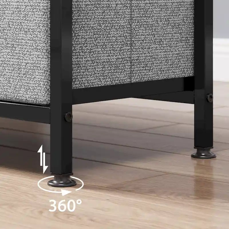 Meuble TV/Commode grain de bois blanc/noir avec 3 tiroirs en tissu pour téléviseurs jusqu'à 55"