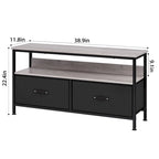 Meuble TV/Commode grain de bois blanc/noir avec 3 tiroirs en tissu pour téléviseurs jusqu'à 55"