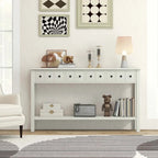 Console avec 4 tiroirs et une étagère – Noir/Blanc crème, style rétro en MDF et bois massif, 1 à 2 utilisateurs