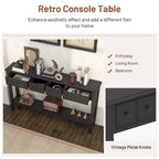 Console avec 4 tiroirs et une étagère – Noir/Blanc crème, style rétro en MDF et bois massif, 1 à 2 utilisateurs
