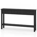 Console avec 4 tiroirs et une étagère – Noir/Blanc crème, style rétro en MDF et bois massif, 1 à 2 utilisateurs