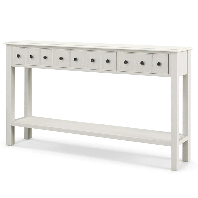 Console avec 4 tiroirs et une étagère – Noir/Blanc crème, style rétro en MDF et bois massif, 1 à 2 utilisateurs