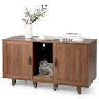 Meuble Cache Litière avec 2 Portes – Gris / Marron, Meuble en Bois Cache-Litière, 1-2 Chats