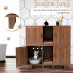 Meuble Cache Litière avec 2 Portes – Gris / Marron, Meuble en Bois Cache-Litière, 1-2 Chats