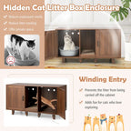 Meuble Cache Litière avec 2 Portes – Gris / Marron, Meuble en Bois Cache-Litière, 1-2 Chats