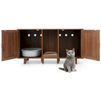 Meuble Cache Litière avec 2 Portes – Gris / Marron, Meuble en Bois Cache-Litière, 1-2 Chats