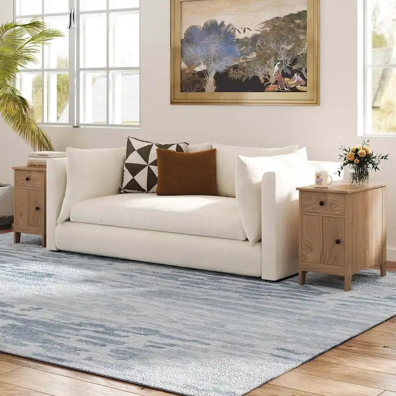Table d'appoint avec station de recharge et rangement – Naturelle, plateau basculant en bois, unité simple / lot de 2
