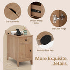 Table d'appoint avec station de recharge et rangement – Naturelle, plateau basculant en bois, unité simple / lot de 2