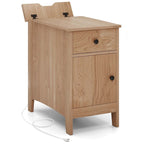 Table d'appoint avec station de recharge et rangement – Naturelle, plateau basculant en bois, unité simple / lot de 2