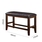 Banc de comptoir en bois et similicuir marron et noir pour 1 personne