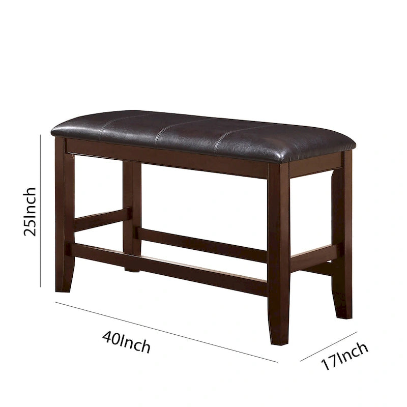 Banc de comptoir en bois et similicuir marron et noir pour 1 personne