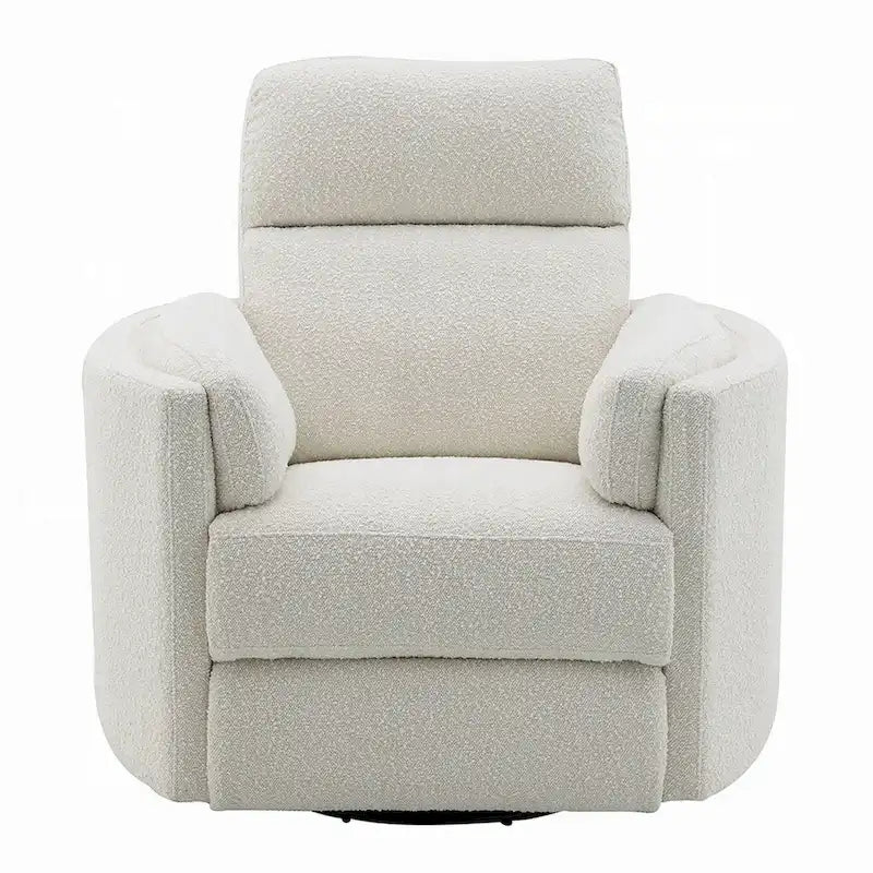 Fauteuil inclinable pivotant et coulissant en bouclé beige pour 1 personne