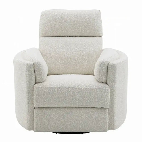 Fauteuil inclinable pivotant et coulissant en bouclé beige pour 1 personne