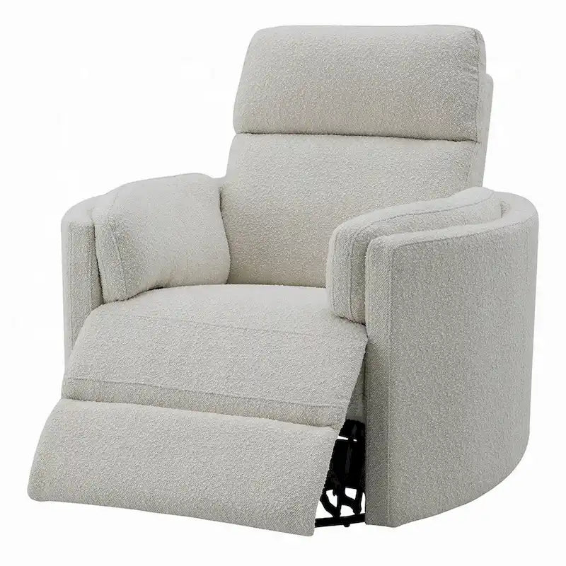 Fauteuil inclinable pivotant et coulissant en bouclé beige pour 1 personne
