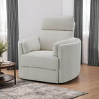Fauteuil inclinable pivotant et coulissant en bouclé beige pour 1 personne