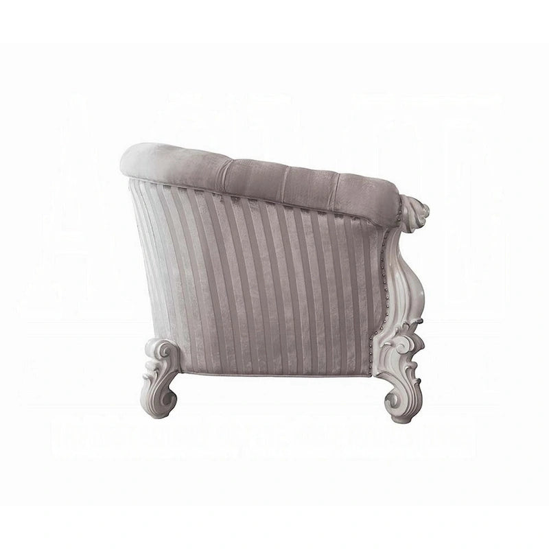 Causeuse en forme de croissant blanc ivoire en tissu capitonné avec 5 coussins pour 2 personnes