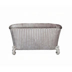 Causeuse en forme de croissant blanc ivoire en tissu capitonné avec 5 coussins pour 2 personnes