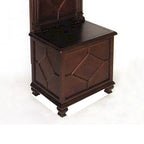 Meuble d'entrée transitoire en bois de pin marron avec miroir, 2 crochets et coffre de rangement à couvercle relevable pour 1