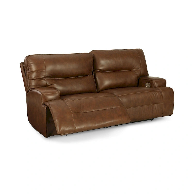 Canapé inclinable électrique avec appui-tête réglable et port USB – Marron Auburn, Cuir et simili modernes, 2 utilisateurs