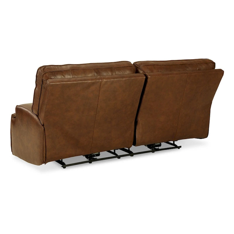 Canapé inclinable électrique avec appui-tête réglable et port USB – Marron Auburn, Cuir et simili modernes, 2 utilisateurs