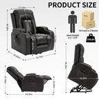 Fauteuil inclinable électrique noir/gris/marron avec massage et chauffage pour 1 personne