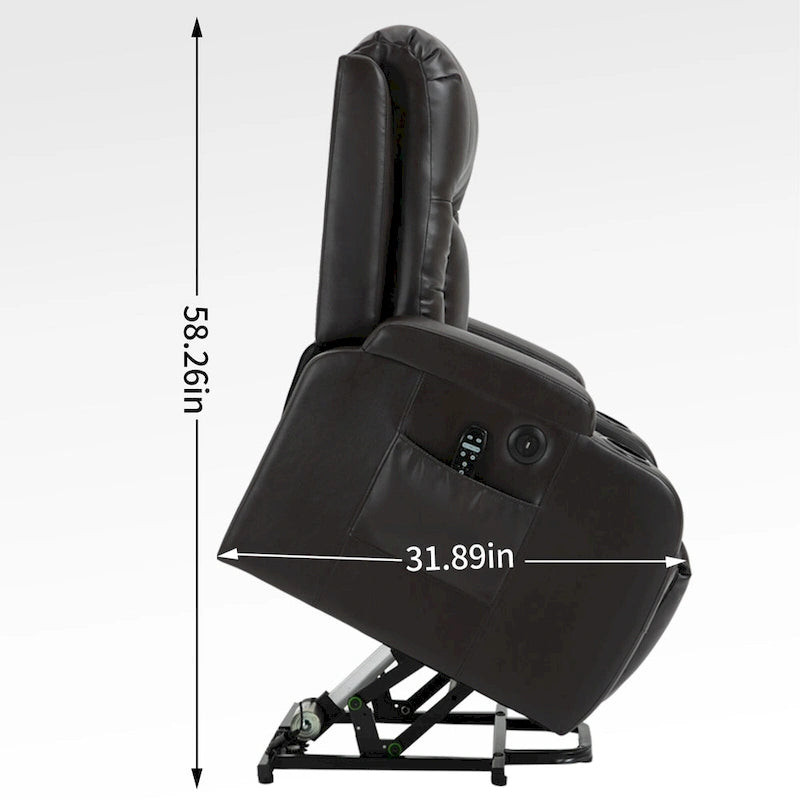 Fauteuil inclinable électrique noir/gris/marron avec massage et chauffage pour 1 personne