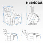 Fauteuil inclinable électrique noir/gris/marron avec massage et chauffage pour 1 personne