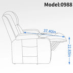 Fauteuil inclinable électrique noir/gris/marron avec massage et chauffage pour 1 personne