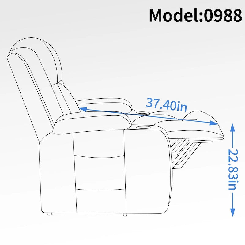 Fauteuil inclinable électrique noir/gris/marron avec massage et chauffage pour 1 personne