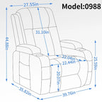 Fauteuil inclinable électrique noir/gris/marron avec massage et chauffage pour 1 personne
