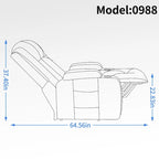 Fauteuil inclinable électrique noir/gris/marron avec massage et chauffage pour 1 personne