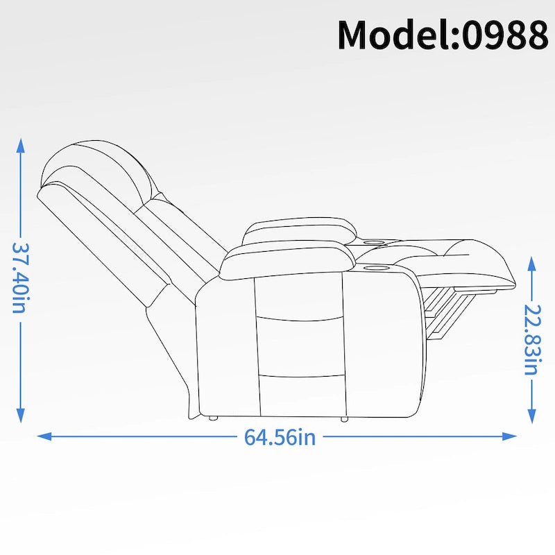 Fauteuil inclinable électrique noir/gris/marron avec massage et chauffage pour 1 personne