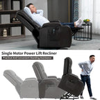 Fauteuil inclinable électrique noir/gris/marron avec massage et chauffage pour 1 personne