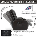 Fauteuil inclinable électrique noir/gris/marron avec massage et chauffage pour 1 personne