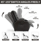 Fauteuil inclinable électrique noir/gris/marron avec massage et chauffage pour 1 personne