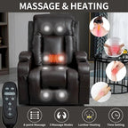 Fauteuil inclinable électrique noir/gris/marron avec massage et chauffage pour 1 personne