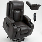Fauteuil inclinable électrique noir/gris/marron avec massage et chauffage pour 1 personne