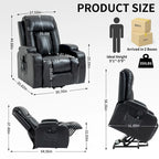 Fauteuil inclinable électrique noir/gris/marron avec massage et chauffage pour 1 personne