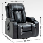 Fauteuil inclinable électrique noir/gris/marron avec massage et chauffage pour 1 personne