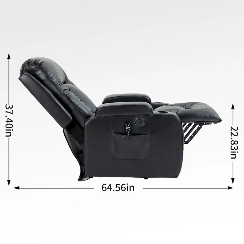 Fauteuil inclinable électrique noir/gris/marron avec massage et chauffage pour 1 personne