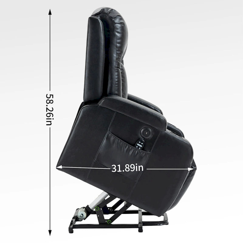 Fauteuil inclinable électrique noir/gris/marron avec massage et chauffage pour 1 personne