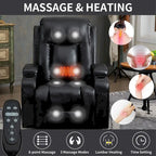 Fauteuil inclinable électrique noir/gris/marron avec massage et chauffage pour 1 personne