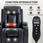 Fauteuil inclinable électrique noir/gris/marron avec massage et chauffage pour 1 personne