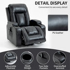 Fauteuil inclinable électrique noir/gris/marron avec massage et chauffage pour 1 personne