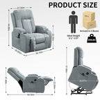 Fauteuil inclinable électrique noir/gris/marron avec massage et chauffage pour 1 personne