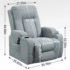 Fauteuil inclinable électrique noir/gris/marron avec massage et chauffage pour 1 personne