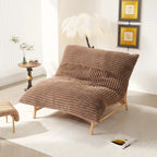 Fauteuil poire en velours côtelé capitonné marron / noir / beige pour 1 personne