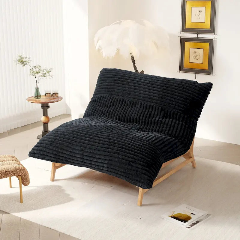 Fauteuil poire en velours côtelé capitonné marron / noir / beige pour 1 personne